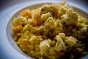 onion squash and blue cheese risotto