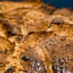 Hot Cross Bun Bread and Butter Pudding - baked
