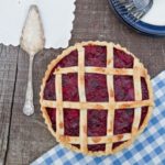 Pear and Damson Lattice Pie - finished