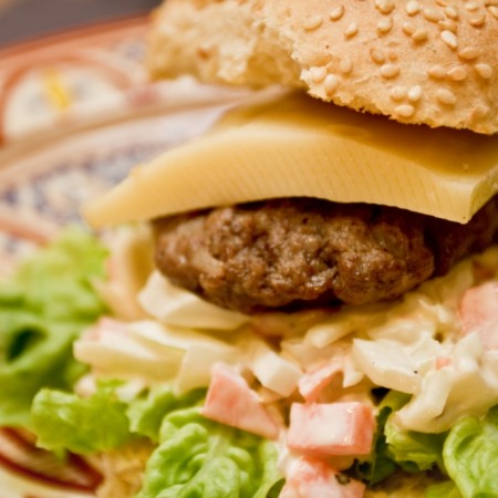 burgers with kohlrabi coleslaw
