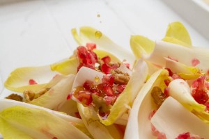 chicory and pomegranate salad with walnuts