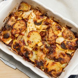 Potato, Swede and Bacon Dauphinoise