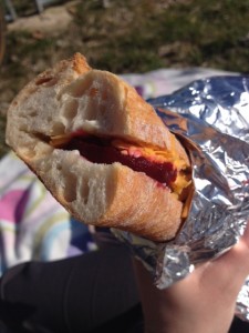 Cheese and beetroot sandwich