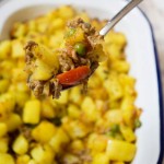 Curried Lamb Pie with Bombay Potato top