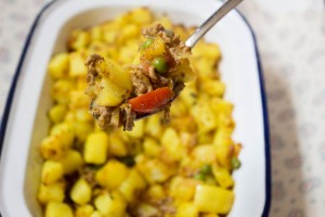 Bombay Potato Topped Curried Lamb Pie