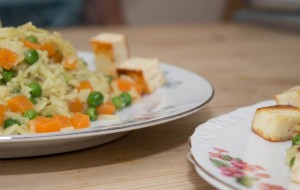 Pea carrot and paneer pilaf