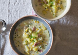 Sweetcorn chowder, finished