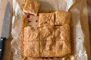 White Chocolate and Blackcurrant Blondies