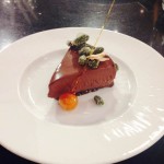 Upside down chocolate crumble at Le Manoir cookery school