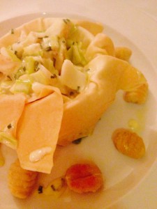 filo pie and leeks