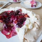 Blackberry and Pear Pavlova served up