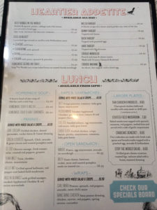 Stop the World Cafe - menu