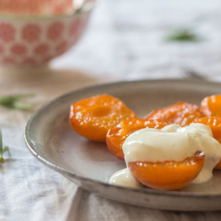 Honeyed Apricots with Rosemary Creme Fraiche