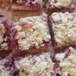 Rhubarb and Hazelnut Shortbread Crumble - finished and as squares