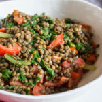 lentils and chard, close up