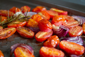 Balsamic Roasted Tomatoes and Onions with Rosemary