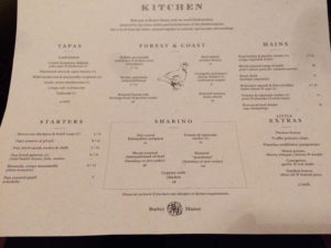 dinner menu