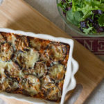 Layered Ragu and Aubergine Pasta Bake close up