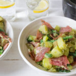 Wild Garlic and Crispy Fried Salami Potato Salad
