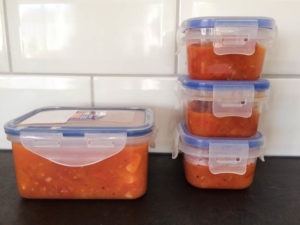 pizza sauce ready for freezer