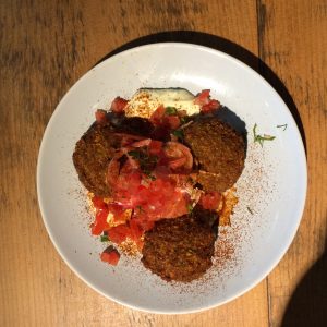 Falafel on wooden table