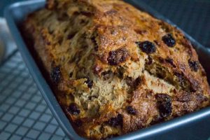 Fruit Loaf close up with dried cranberries