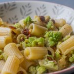 cauliflower and sundried tomato pasta close up