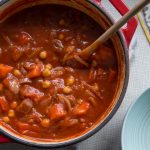 carrot, chickpea and harissa soup