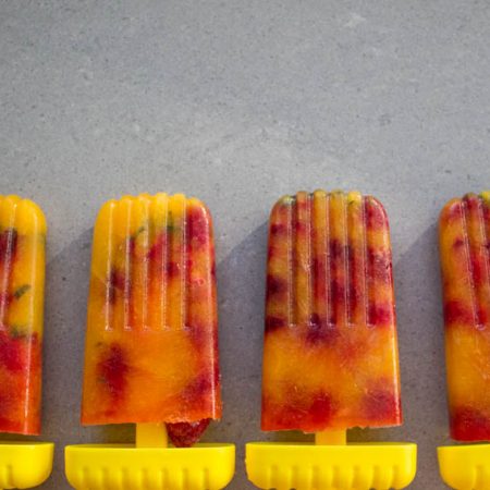 mint orange and raspberry ice lollies