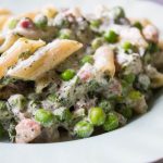 pea, spinach and bacon creamy pasta sauce