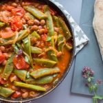 runner bean and tomato stew with crusty bread