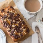 banana bread with chocolate, oats and honey