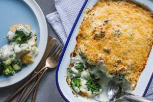 gnocchi, kale and spinach gratin