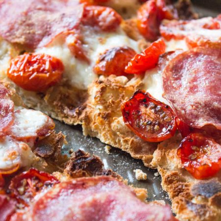 Salami and Mozzarella Open Ciabatta