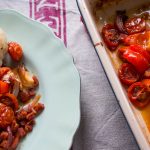 finished chicken and chorizo tray bake