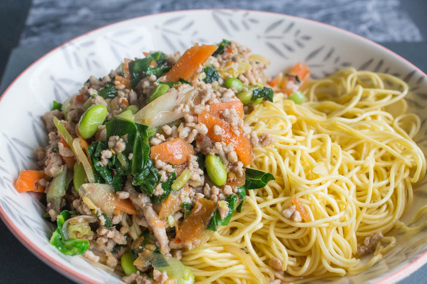 chard, kohlrabi and vegetable stir fry