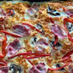 Grandma Pizza with extra thin bacon